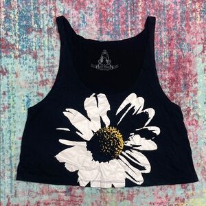 Bear Dance Black and White Floral Crop Top